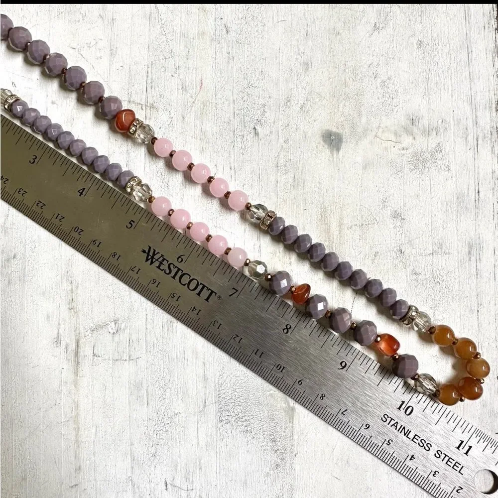 Pink purple orange beaded necklace